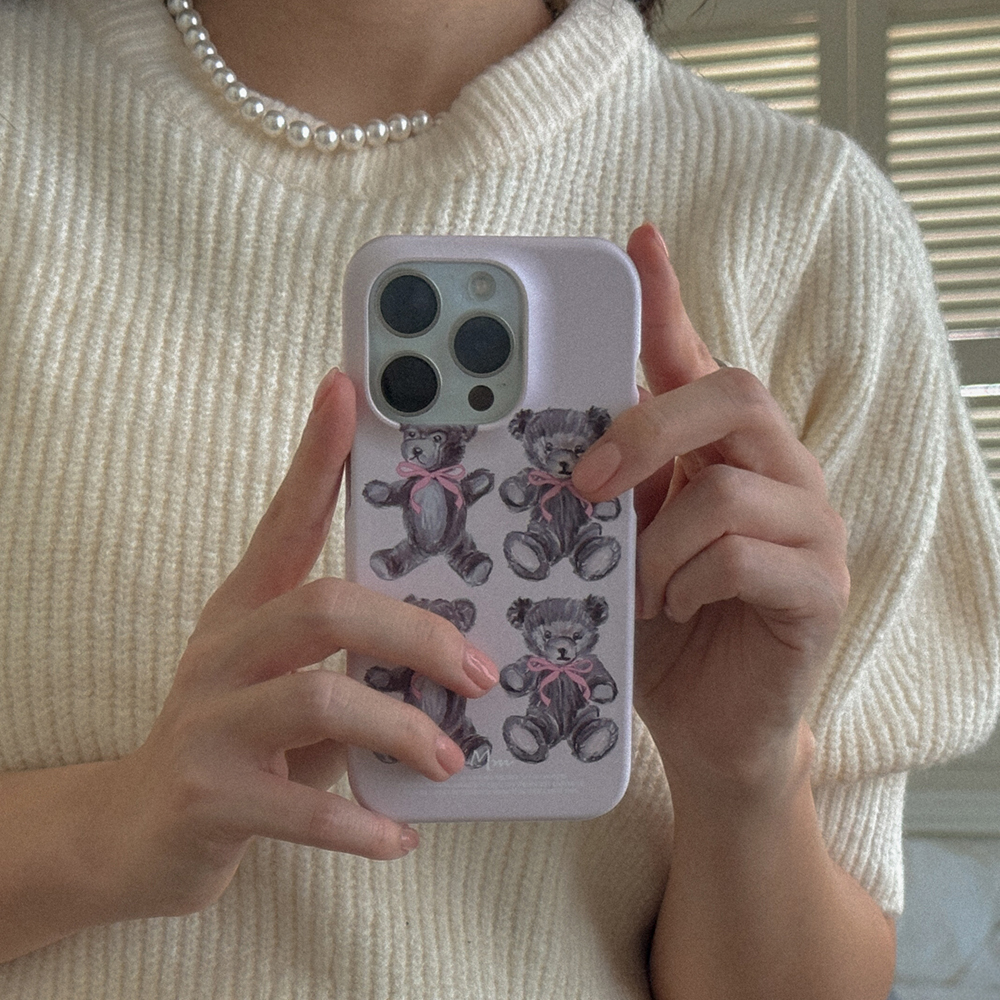 drawing teddy bear 아이폰 16pro 케이스 하드 brown - 상세 이미지 4