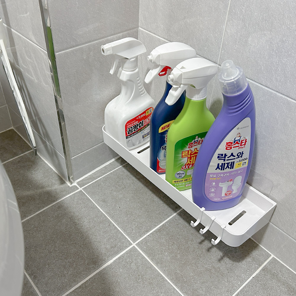 무타공 욕실선반 공중부양 화장실선반 정리 수납 정리대 욕실청소도구함 소형