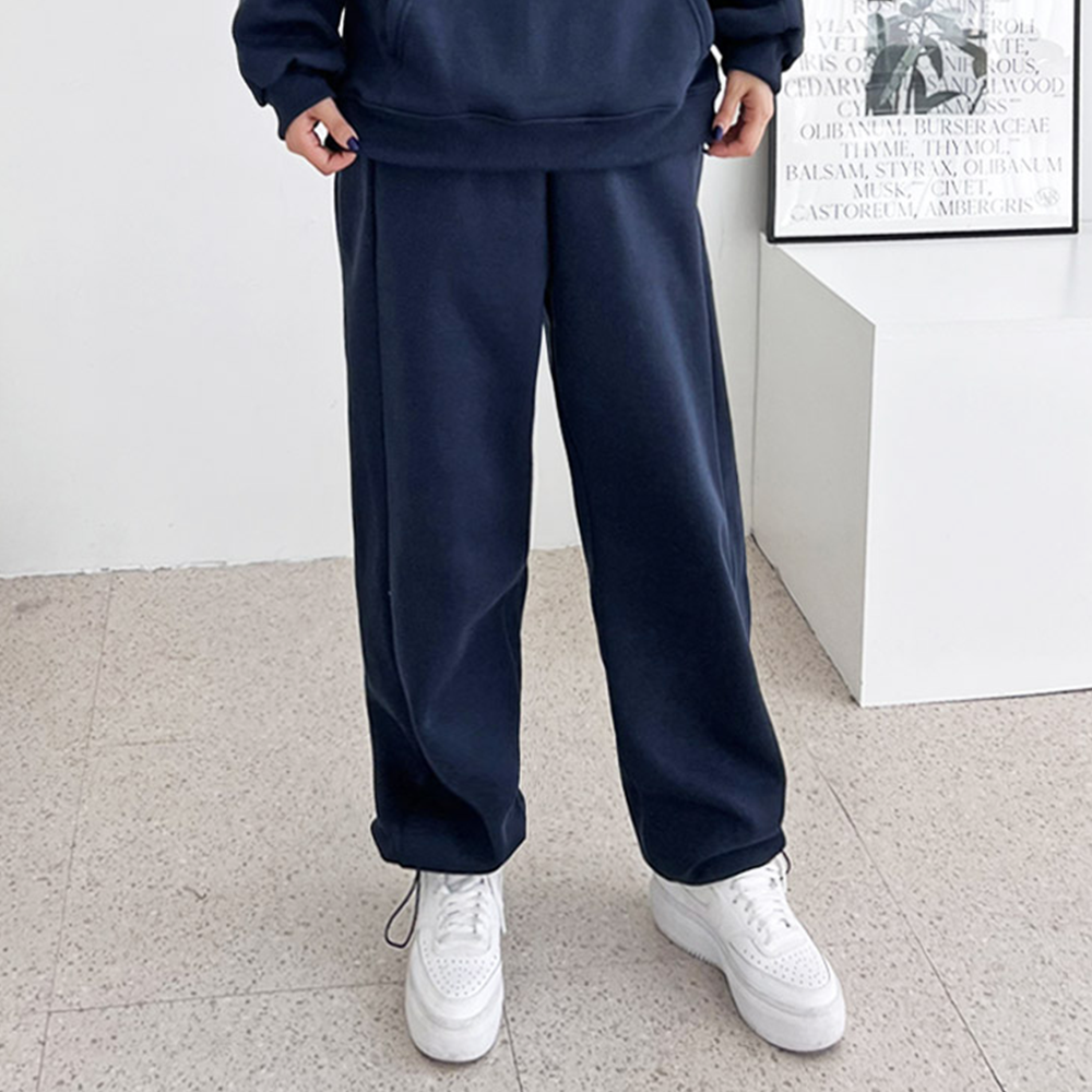 기모스웻팬츠 고무줄 기모 와이드 여성 겨울 조거 조그 바지 - 상세 이미지 5