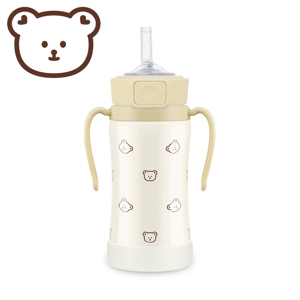 그로미미 스테인리스 빨대컵 아기 보온 보냉병 원터치 돗꼼 300ml