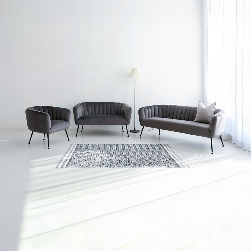 VARKA 3인 벨벳소파 3285 그레이 6040.2301