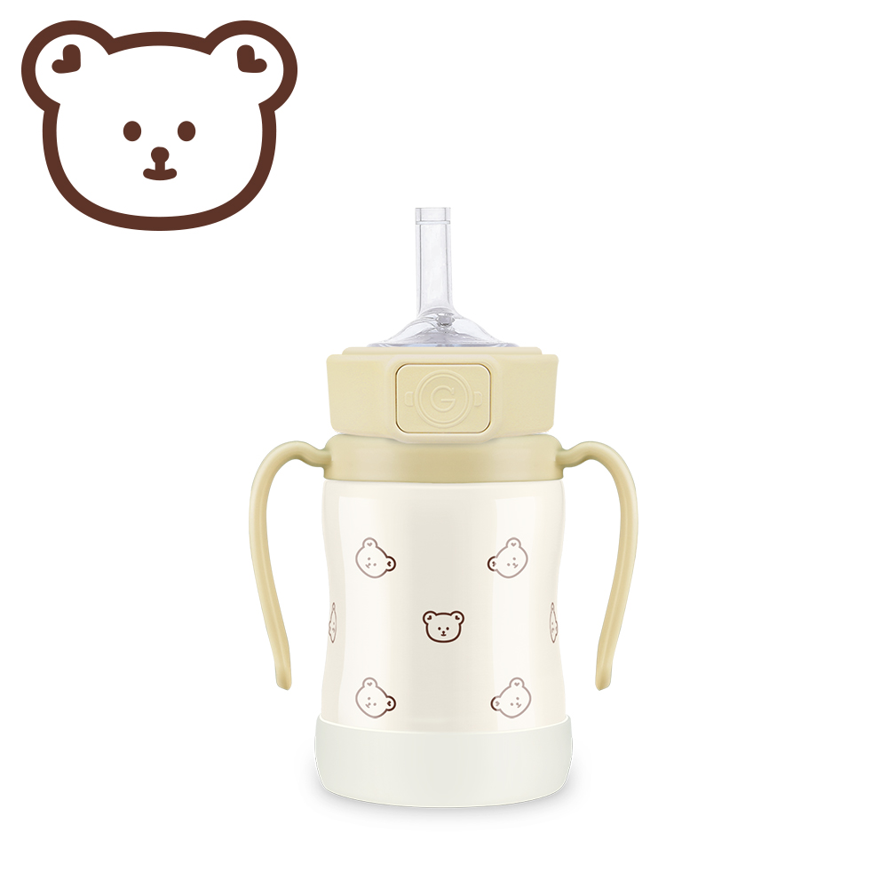 그로미미 스텐빨대컵 어린이집 아기물병 보온 보냉병 돗꼼 200ml