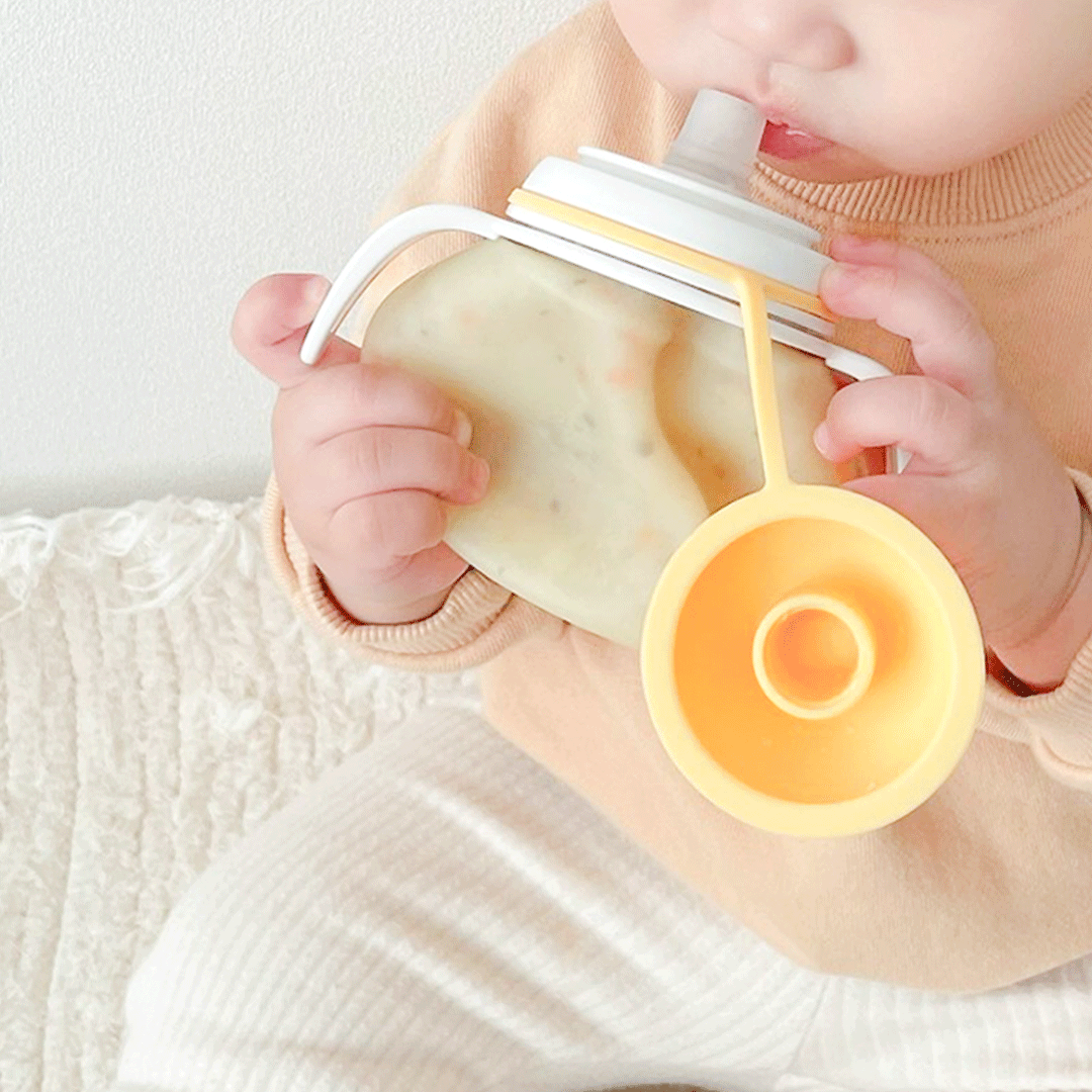 꼬꼬노리 멜럽봉봉 짜먹는 실리콘 스파우트컵 아기 빨대컵 국산 청소솔포함 유아 어린이집 물병