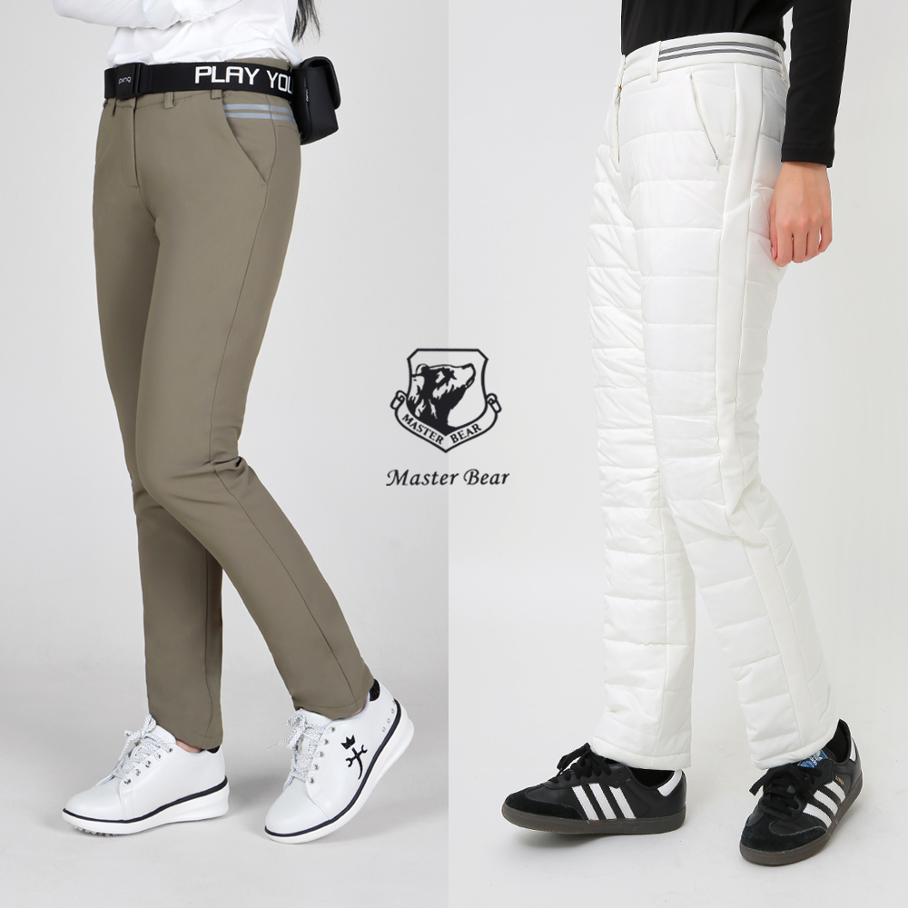 화이트베어 여성 골프패딩바지 스판 기모 겨울 일자 와이드