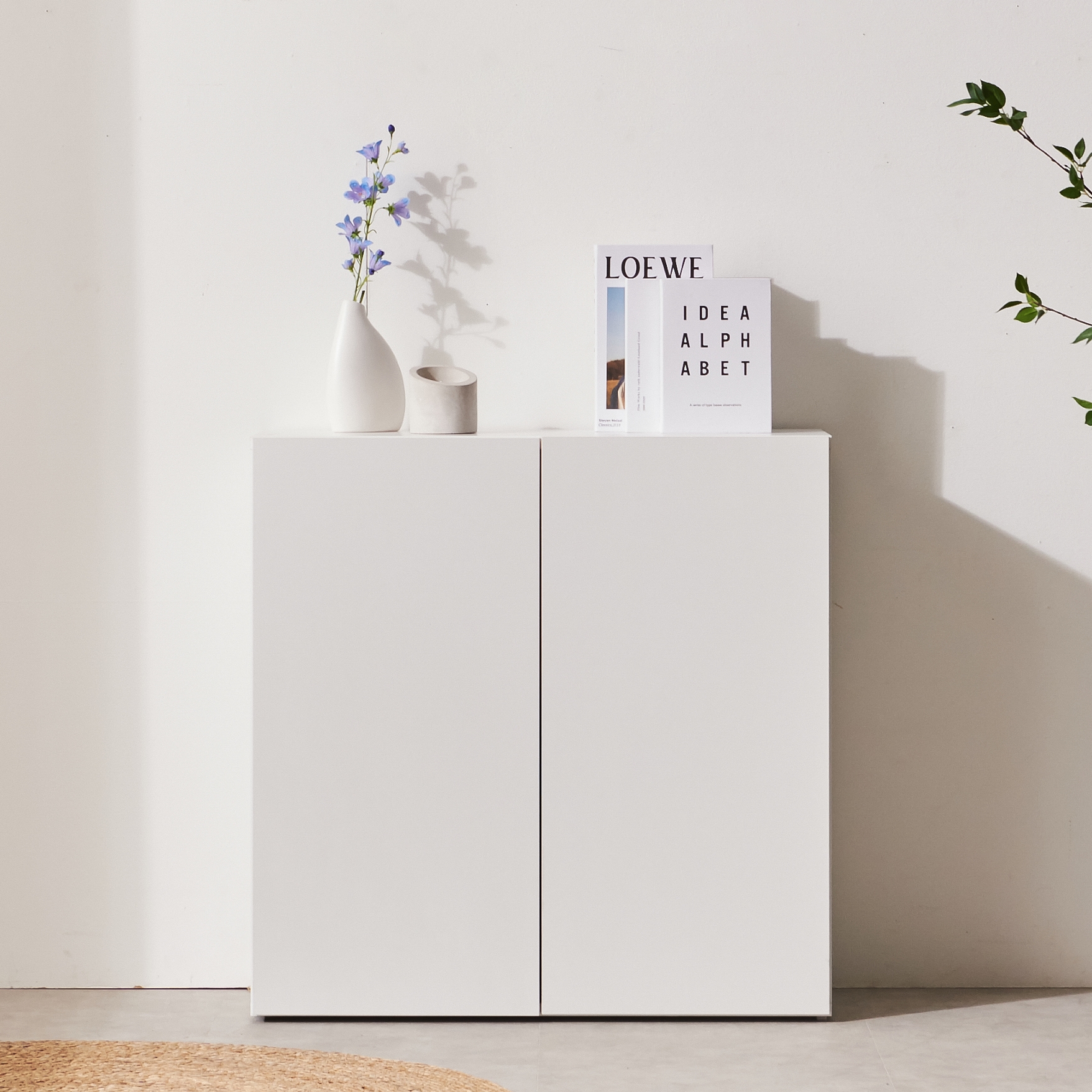 주방수납장 부엌 홈카페수납장 팬트리장 하부장 그릇장 슬림 2단 800 화이트