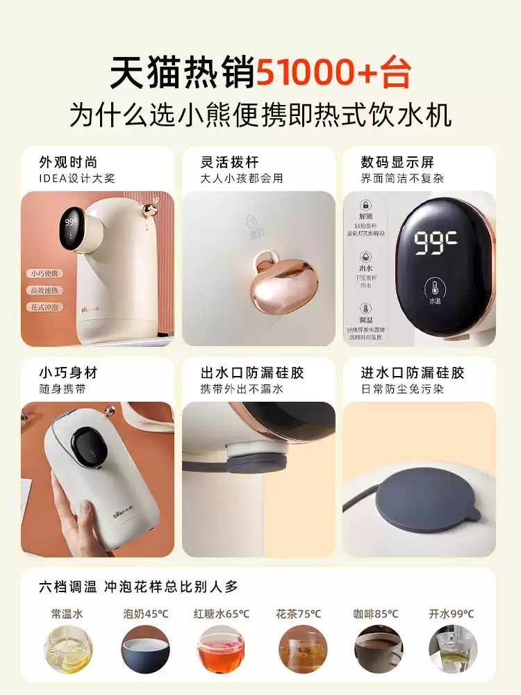 휴대용 온수기 급속 차박 온도조절 물 데우는 전기 온수 가정용 소형 캠핑용 - 상세 이미지 2