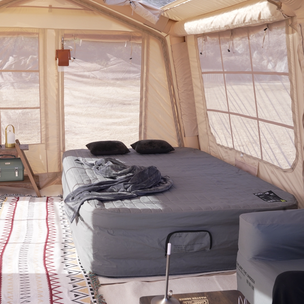 폴라리스 에어 매트 캠핑 침대 더블 휴대용 펌프 내장형