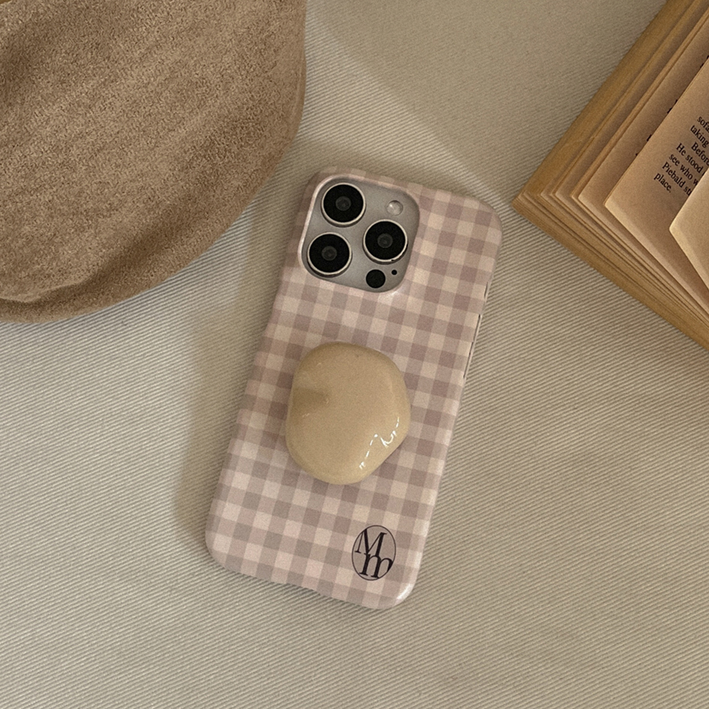 [mm] pastel check 아이폰 16pro 케이스 하드 blue - 상세 이미지 2
