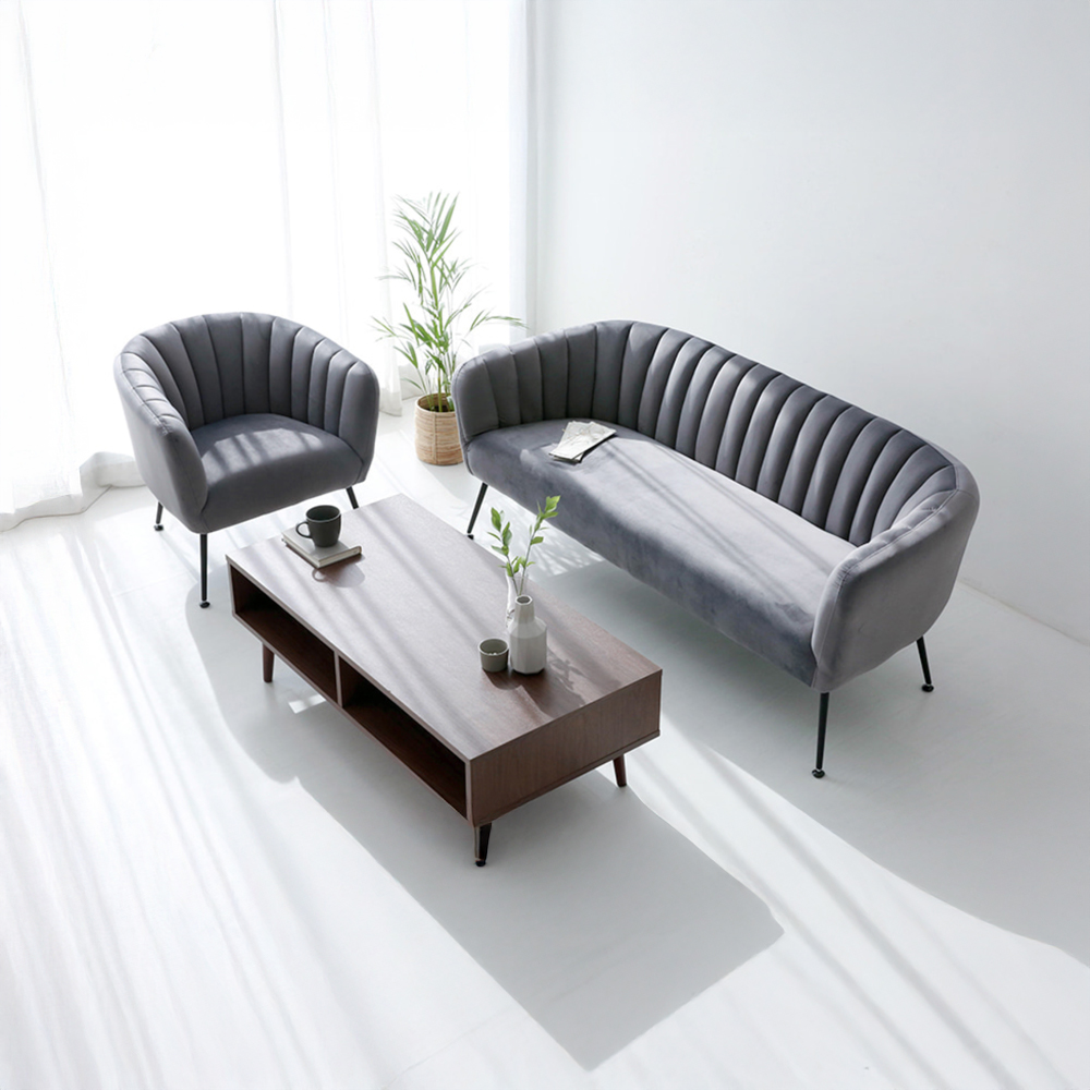 VARKA 3인 벨벳소파 3285 그레이 6040.2301