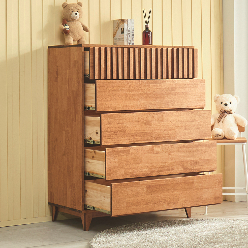 돌프 대형 원목 드레스룸 광폭 대형 안방 옷 와이드 서랍장 1000x500x1310mm, 5단, 월넛 - 상세 이미지 4