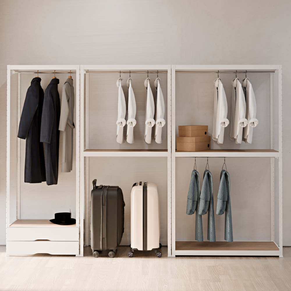 랙셈블 시스템행거 맞춤형 철제 조립식 드레스룸 옷걸이 옷장 오픈형 ㄷ자형 B타입 - 상세 이미지 2