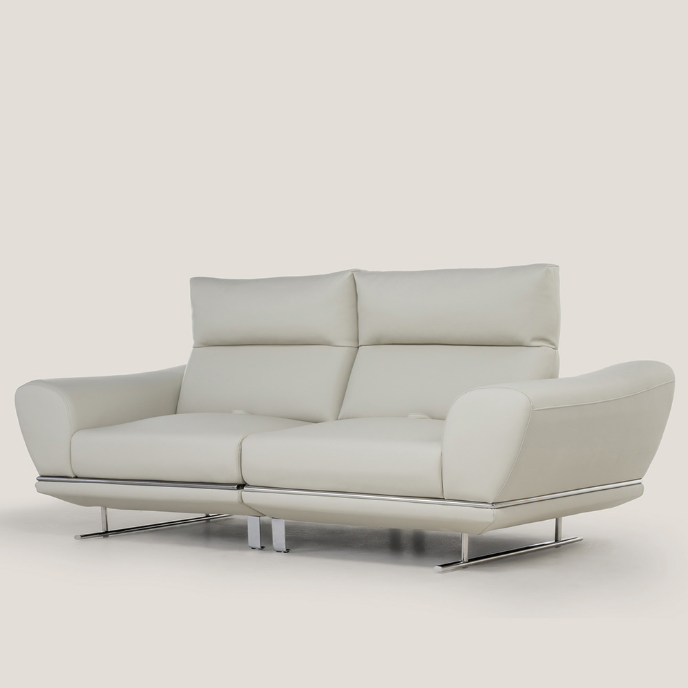 스코나 파루사 실리콘레더 좌방석 확장 스윙 소파 스툴미포함, 연베이지, 3인용