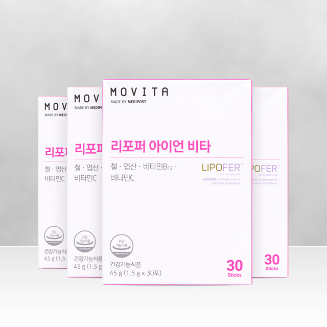 모비타 리포퍼 아이언 비타 임산부 수유부 엽산 철분제 온가족 영양제 30포, 4개