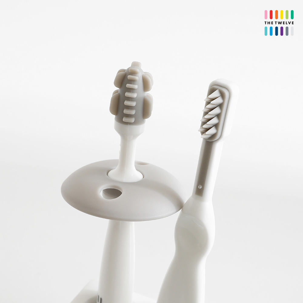 더트웰브 아기 치발기 칫솔 3개입 세트 실리콘 돌아기