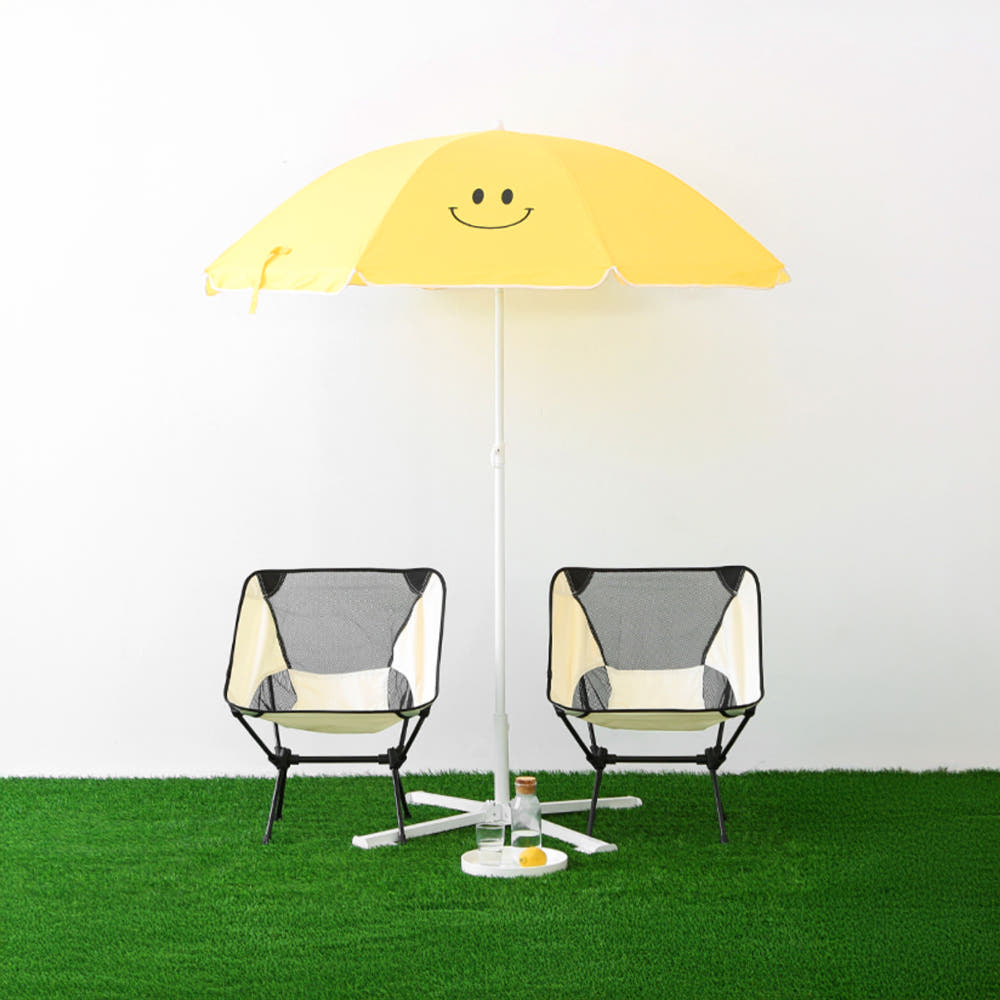 ROMIL 스마일 파라솔 + 캠폴 캠핑 접이식의자 세트 (+전용가방 포함)