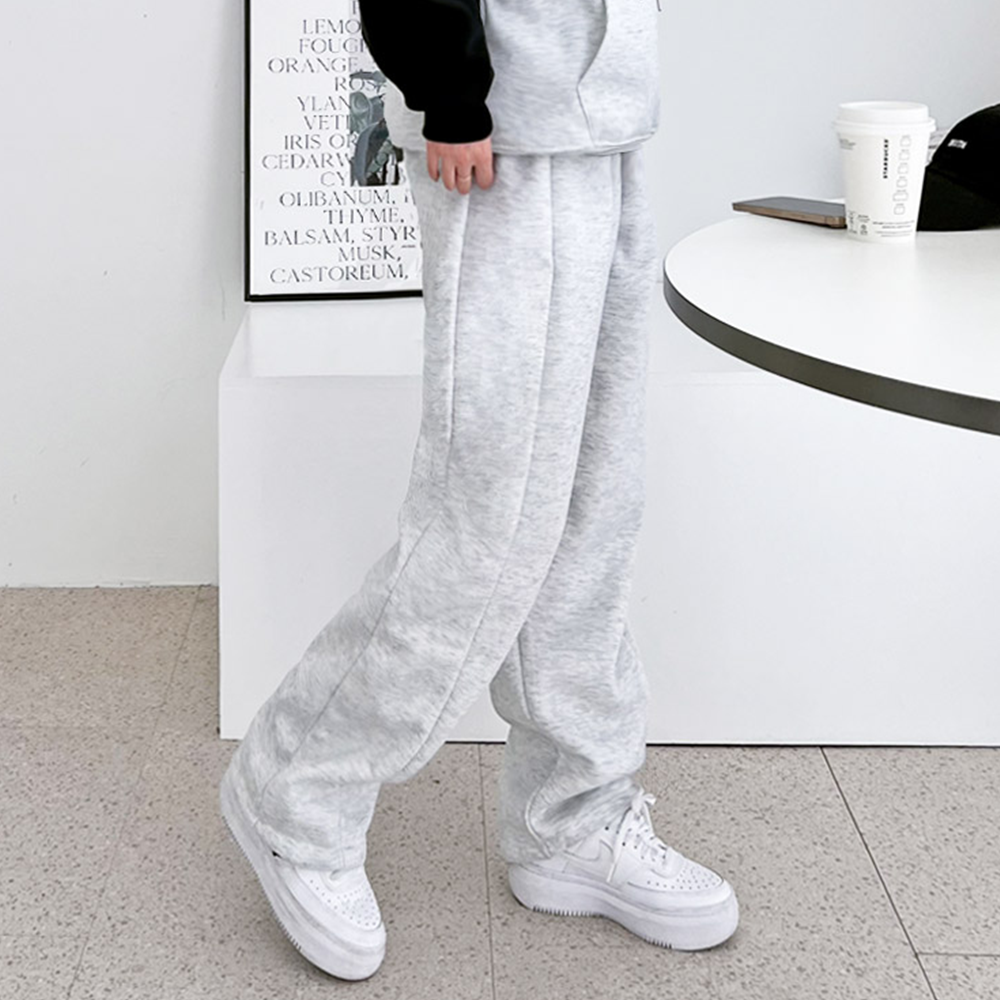 기모스웻팬츠 고무줄 기모 와이드 여성 겨울 조거 조그 바지 - 상세 이미지 2