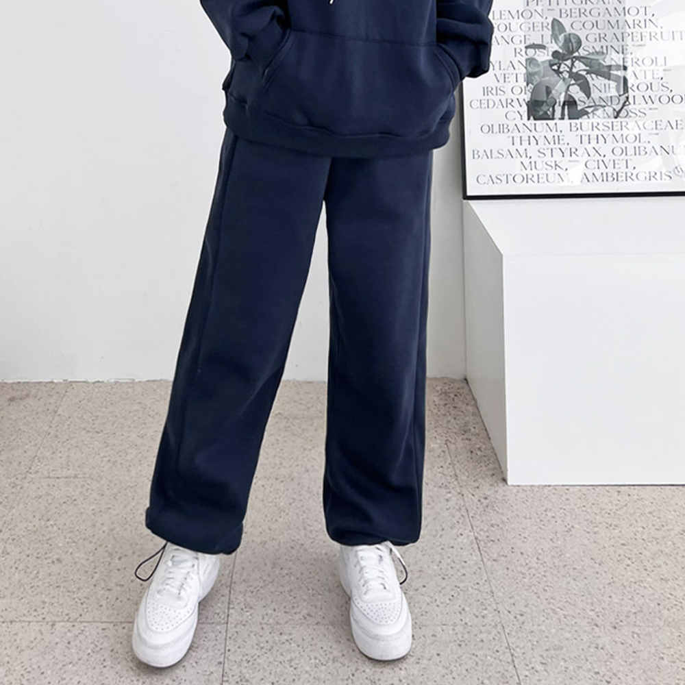 기모스웻팬츠 고무줄 기모 와이드 여성 겨울 조거 조그 바지 - 상세 이미지 4