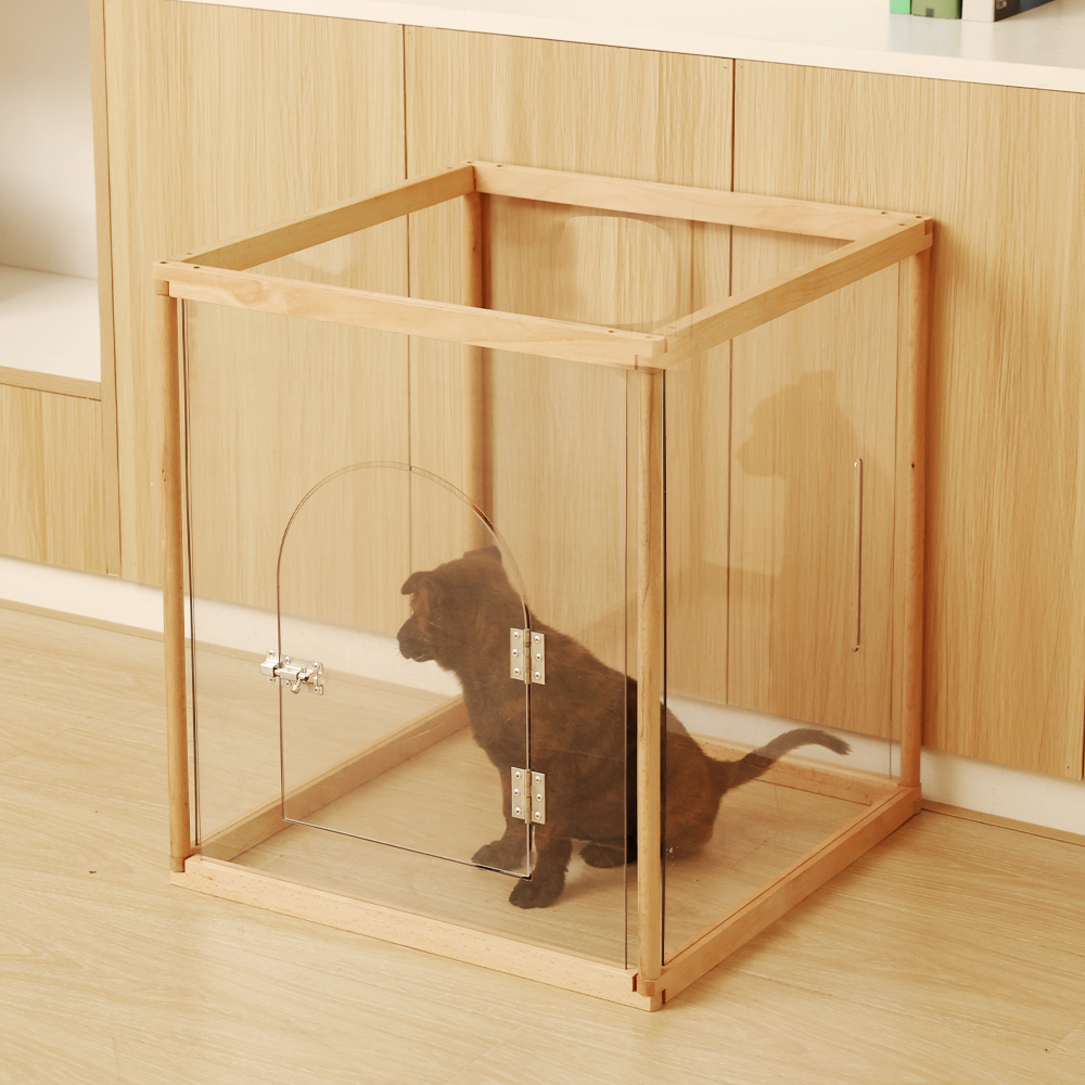 펫쭈 강아지 울타리 원목 펫룸 투명 펫도어 4p 세트