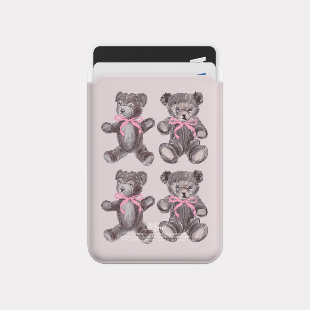 drawing teddy bear 맥세이프 카드 슬롯 지갑 포켓 케이스 brown - 상세 이미지 2