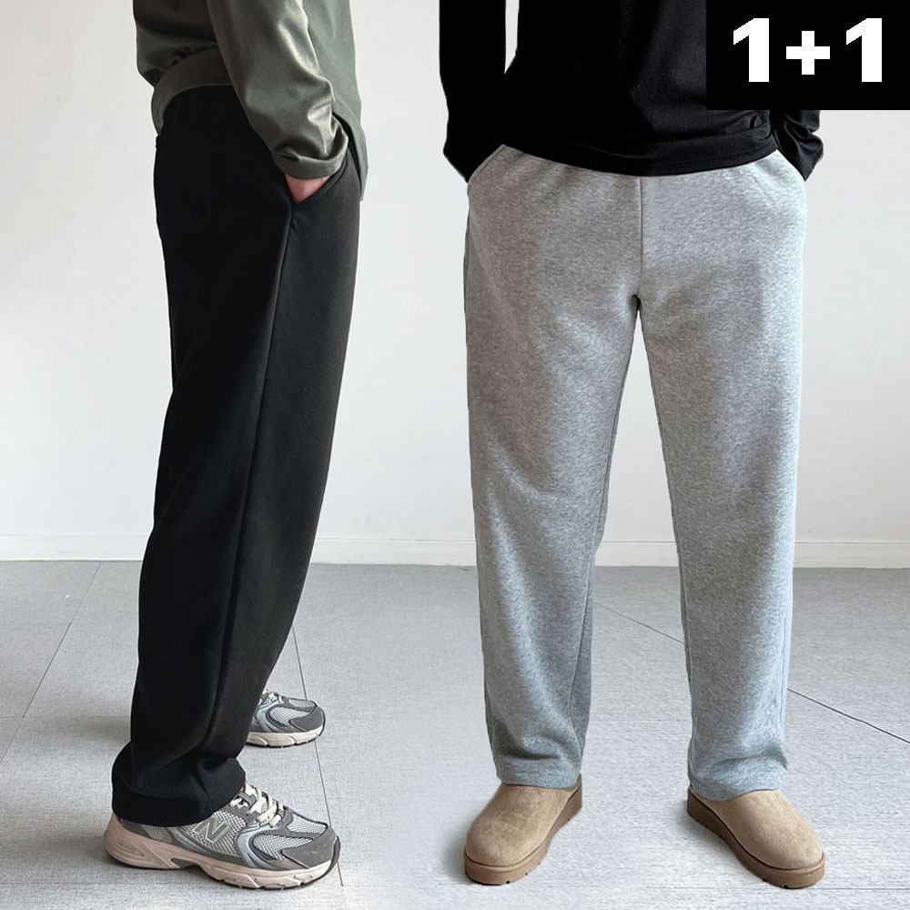 1+1 기모스웻팬츠 남성기모밴딩바지 테이퍼드 - 상품 이미지