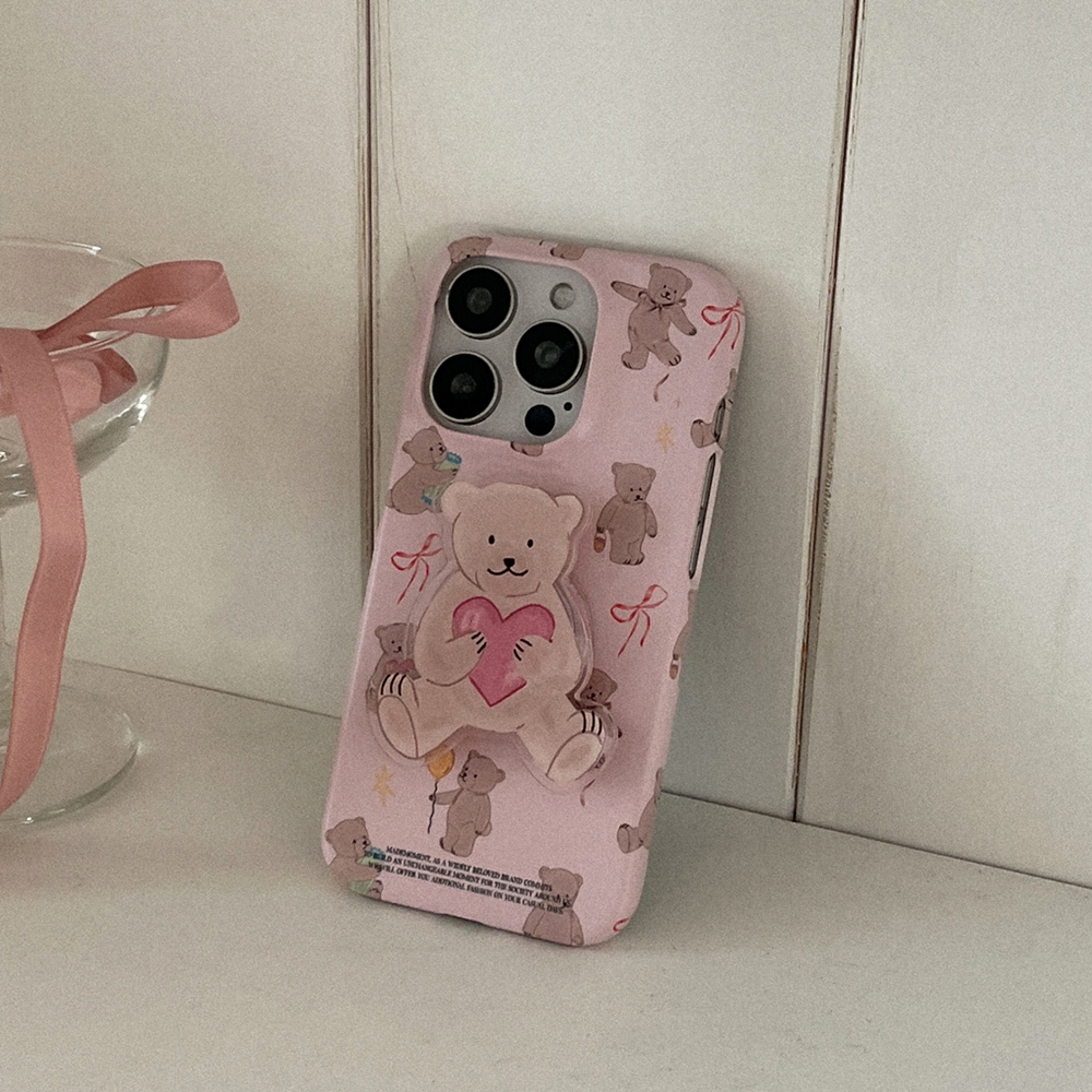 sweet bear pattern 아이폰 16pro 케이스 하드 - 상세 이미지 3