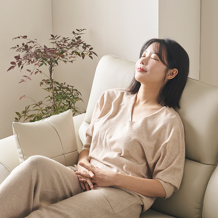 삼익가구 베이번 천연 통가죽 소파 스툴포함, 카멜, 4인용 - 상세 이미지 3
