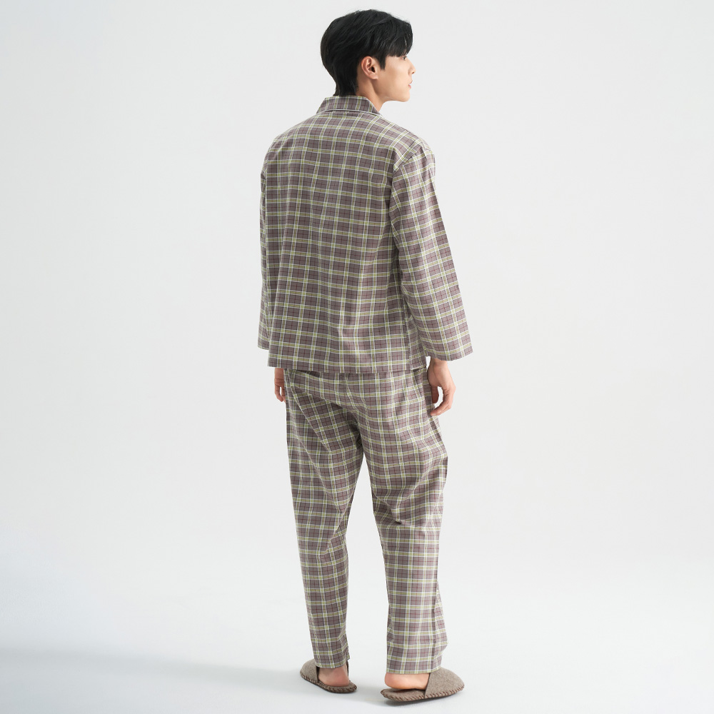 연두체크 피치기모 순면 남성 잠옷 파자마 바지 - 상세 이미지 4
