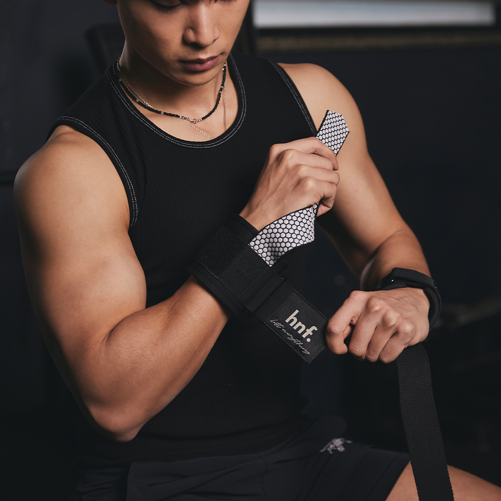 HNF 헬스스트랩 손목보호대 풀업그립 턱걸이아대 크로스핏 역도 로그 운동 - 메인 이미지
