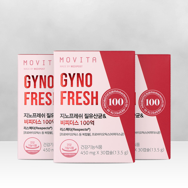 모비타 100억 지노프레쉬 질유산균&비피더스 리스펙타 여성 질건강 장건강 30캡슐, 3개
