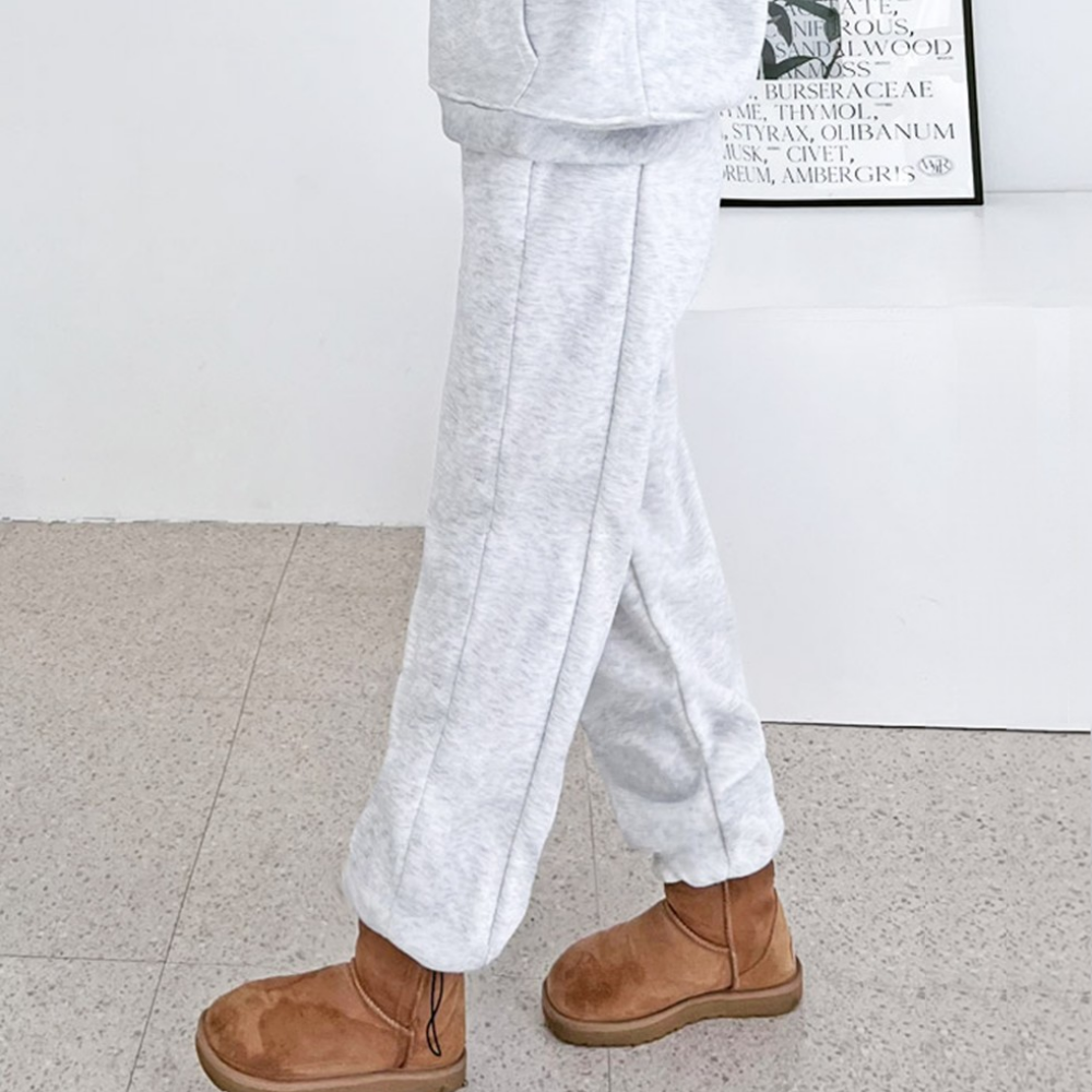 기모스웻팬츠 고무줄 기모 와이드 여성 겨울 조거 조그 바지 - 상세 이미지 3