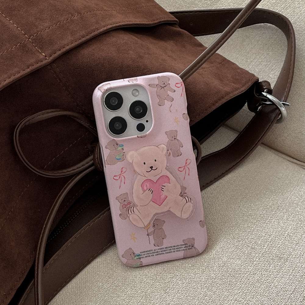 sweet bear pattern 아이폰 16pro 케이스 하드 - 상세 이미지 2