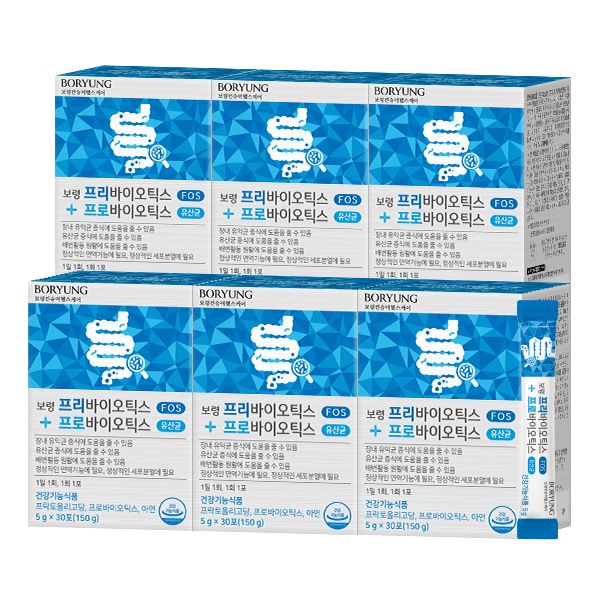 보령 프리바이오틱스 프로바이오틱스 유산균 30포, 6개 - 상품 이미지