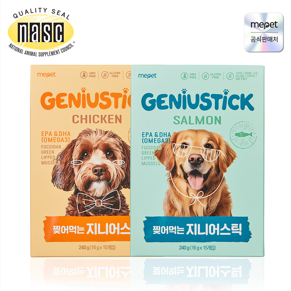 (+3p랜덤증정) 미펫 강아지 반려견 노견 부드러운 가수분해 영양 간식 찢어먹는 지니어스틱 닭고기, 240g, 1개 - 상세 이미지 2