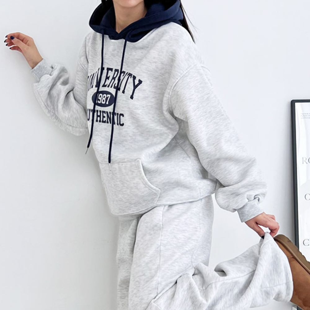 모자큰후드티 두꺼운 기모 여성 겨울 오버핏 맨투맨 후드 스웻셔츠 - 상세 이미지 5