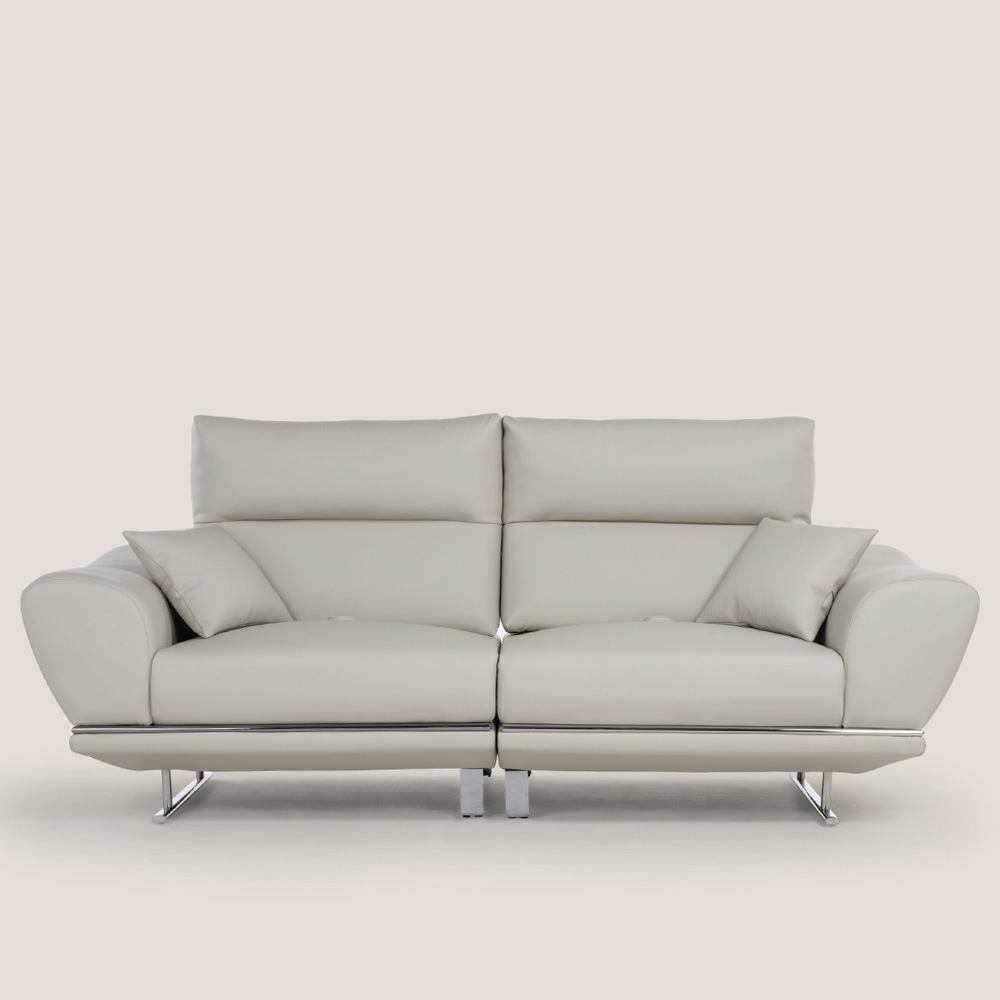 스코나 파루사 실리콘레더 좌방석 확장 스윙 소파 스툴미포함, 연베이지, 3인용