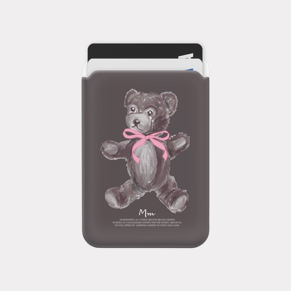 drawing teddy bear 맥세이프 카드 슬롯 지갑 포켓 케이스 brown - 상품 이미지