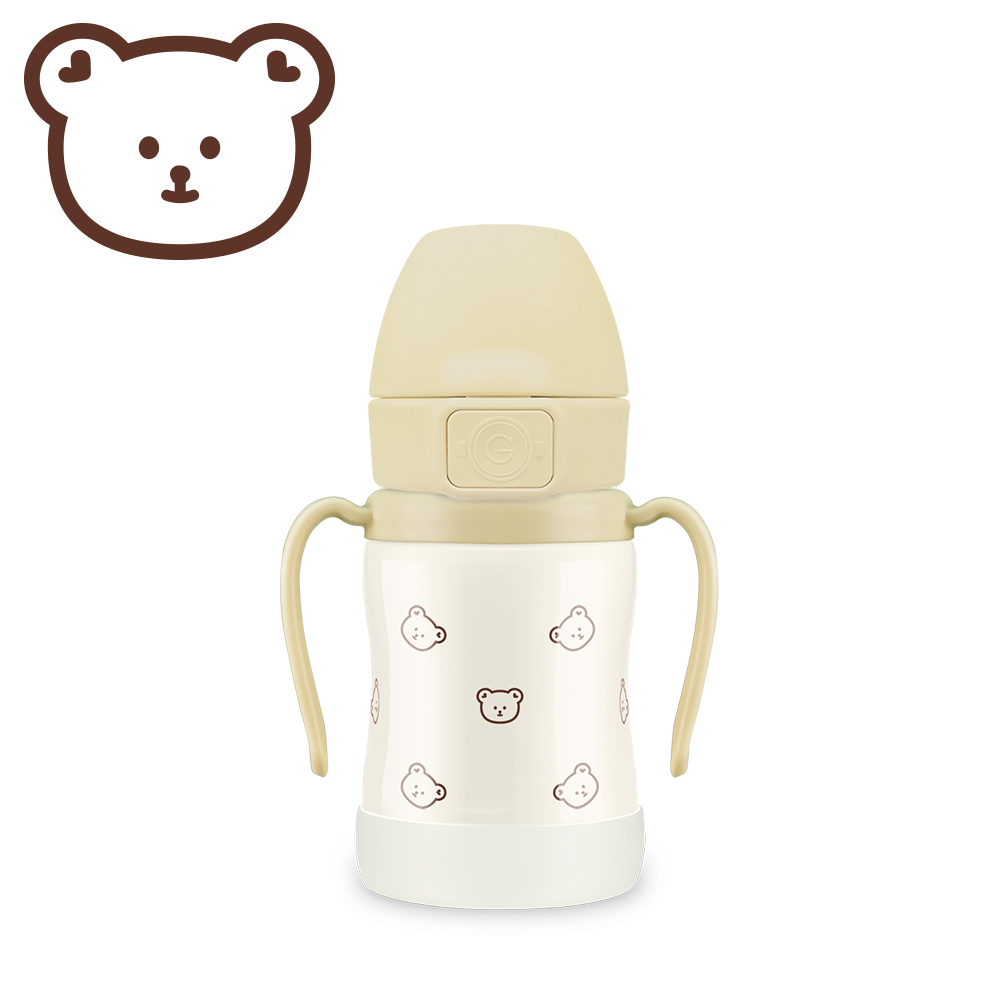 그로미미 스텐빨대컵 어린이집 아기물병 보온 보냉병 돗꼼 200ml