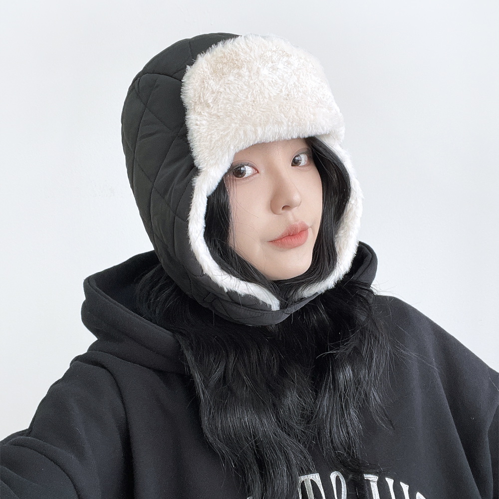 스퀘어 밍크털 패딩 트루퍼햇 남자 여자 겨울 방한 군밤 귀달이 모자 - 메인 이미지