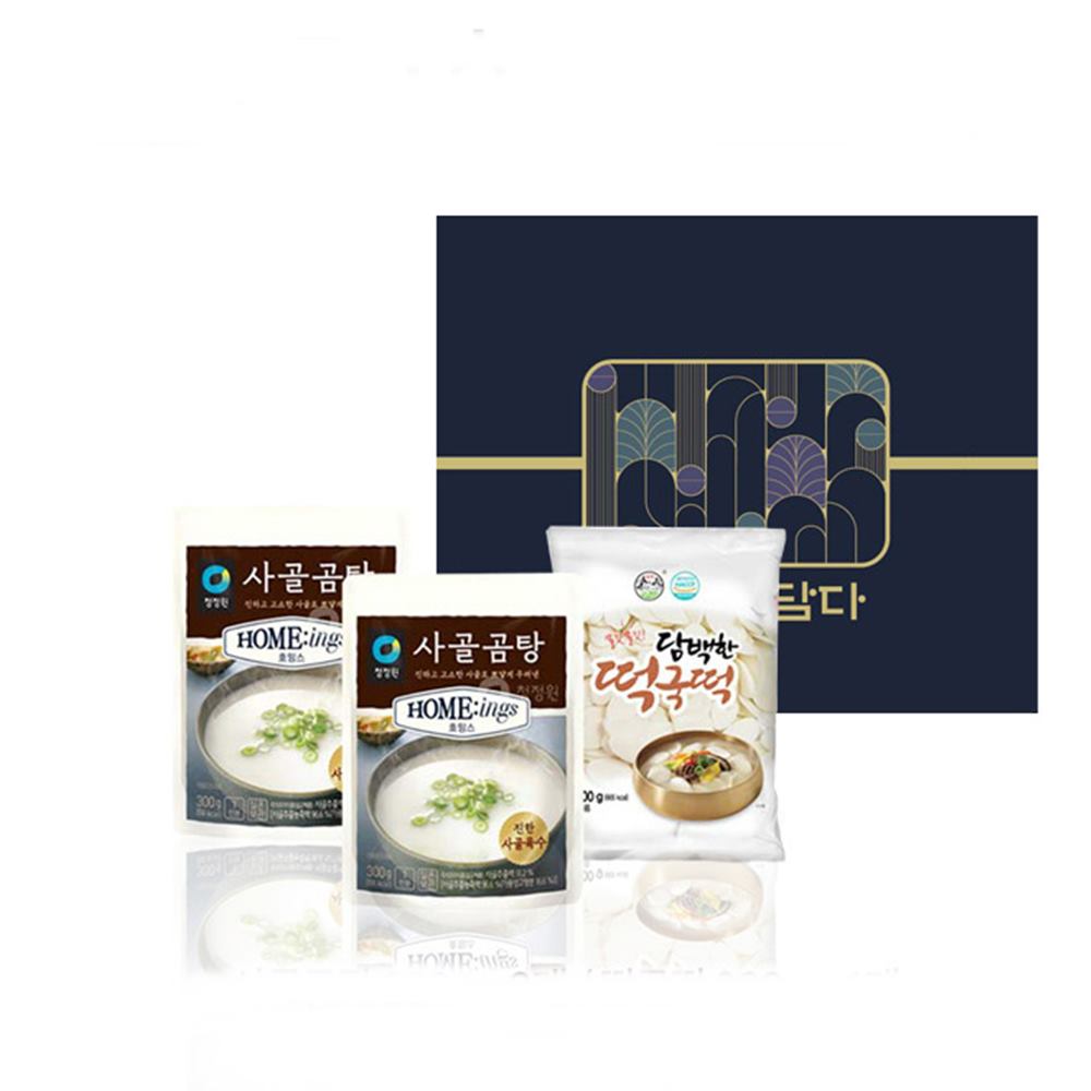 떡국떡 선물세트 어르신 복지관 요양원 단체선물 사골국물 곰탕300g2개+떡국떡300g1개 - 메인 이미지