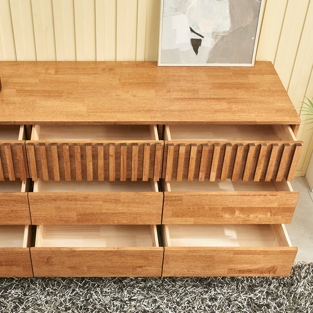 돌프 대형 원목 드레스룸 광폭 대형 안방 옷 와이드 서랍장 1800x500x758mm, 3단, 월넛 - 상세 이미지 4