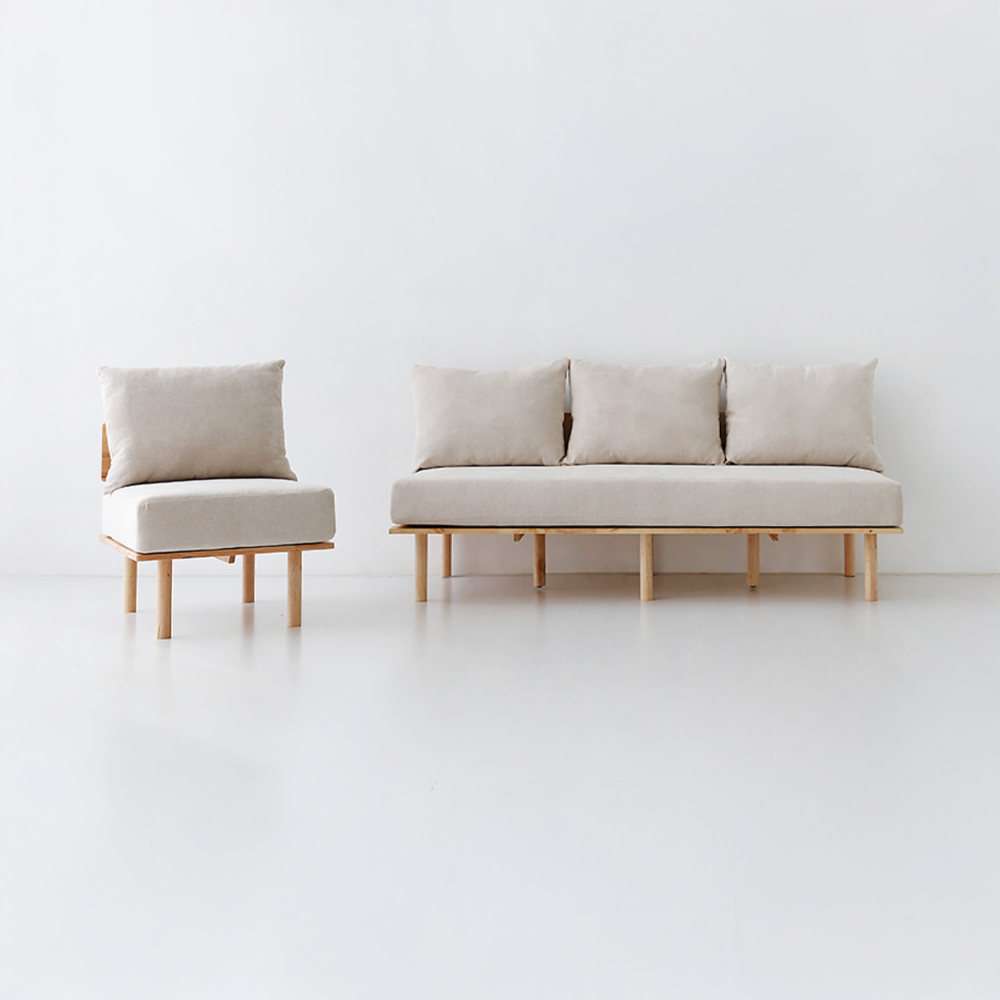 벤쿠 3인소파 고무나무 내추럴/베이지 9424.8384