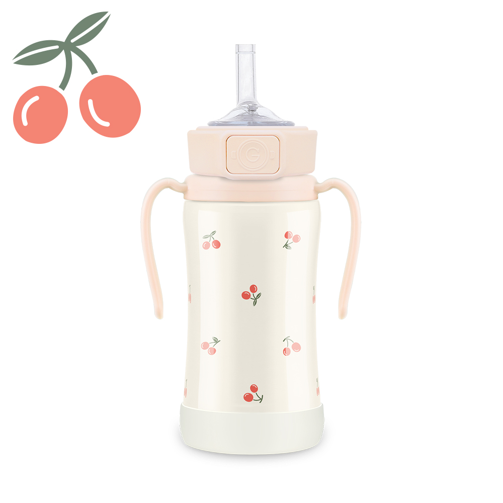 그로미미 스테인리스 빨대컵 보온 어린이집물병 체리쉬 300ml