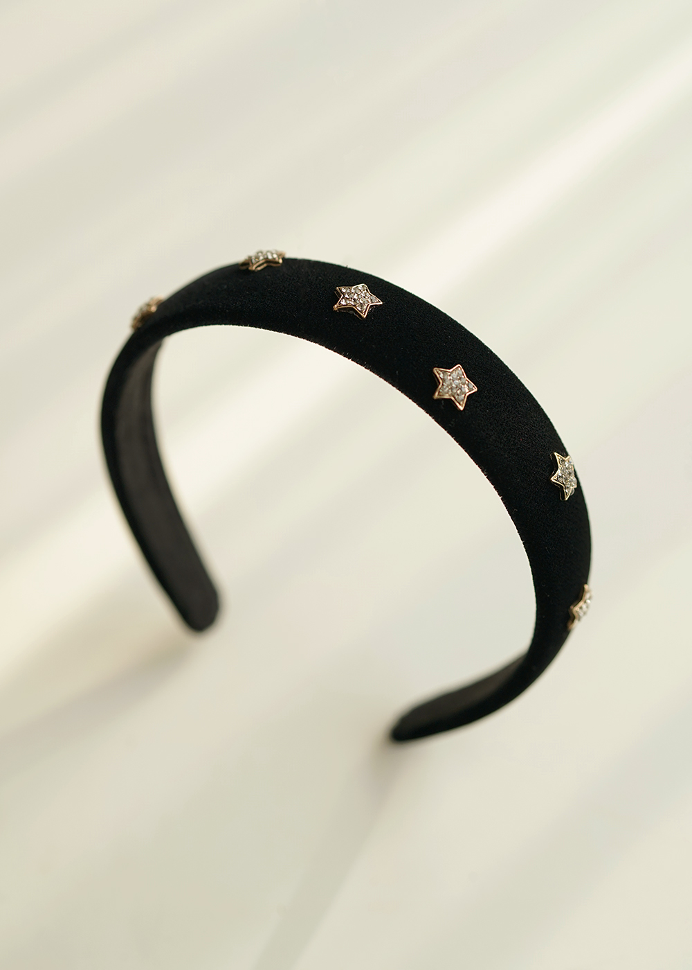 루드 디자이너 제작 스타플라워 벨벳 크리스탈 헤어밴드 L25SSAC2