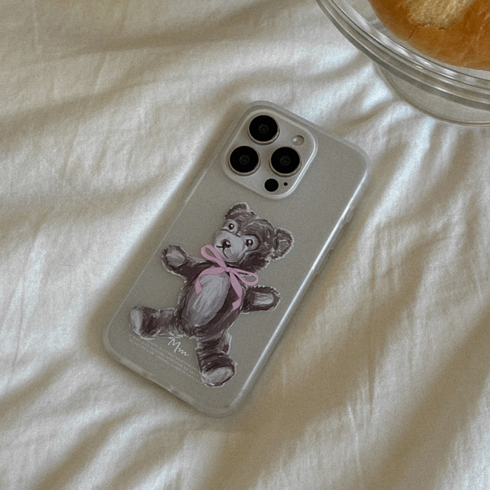 drawing teddy bear 아이폰 16 pro 케이스 클리어 반투명 젤리 big - 상세 이미지 3