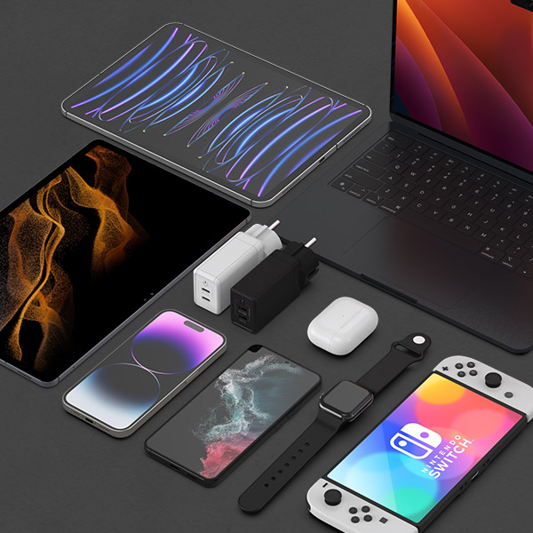 USB PD 65W PPS GaN 접지 듀얼 초고속 충전기 GC820 블랙