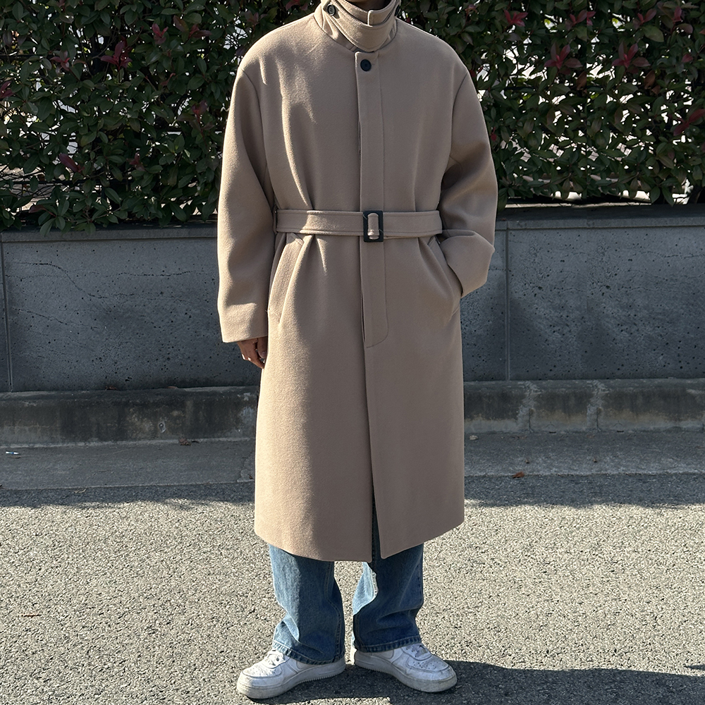 남자 발마칸코트 오버핏 울 로브코트 - 상세 이미지 4