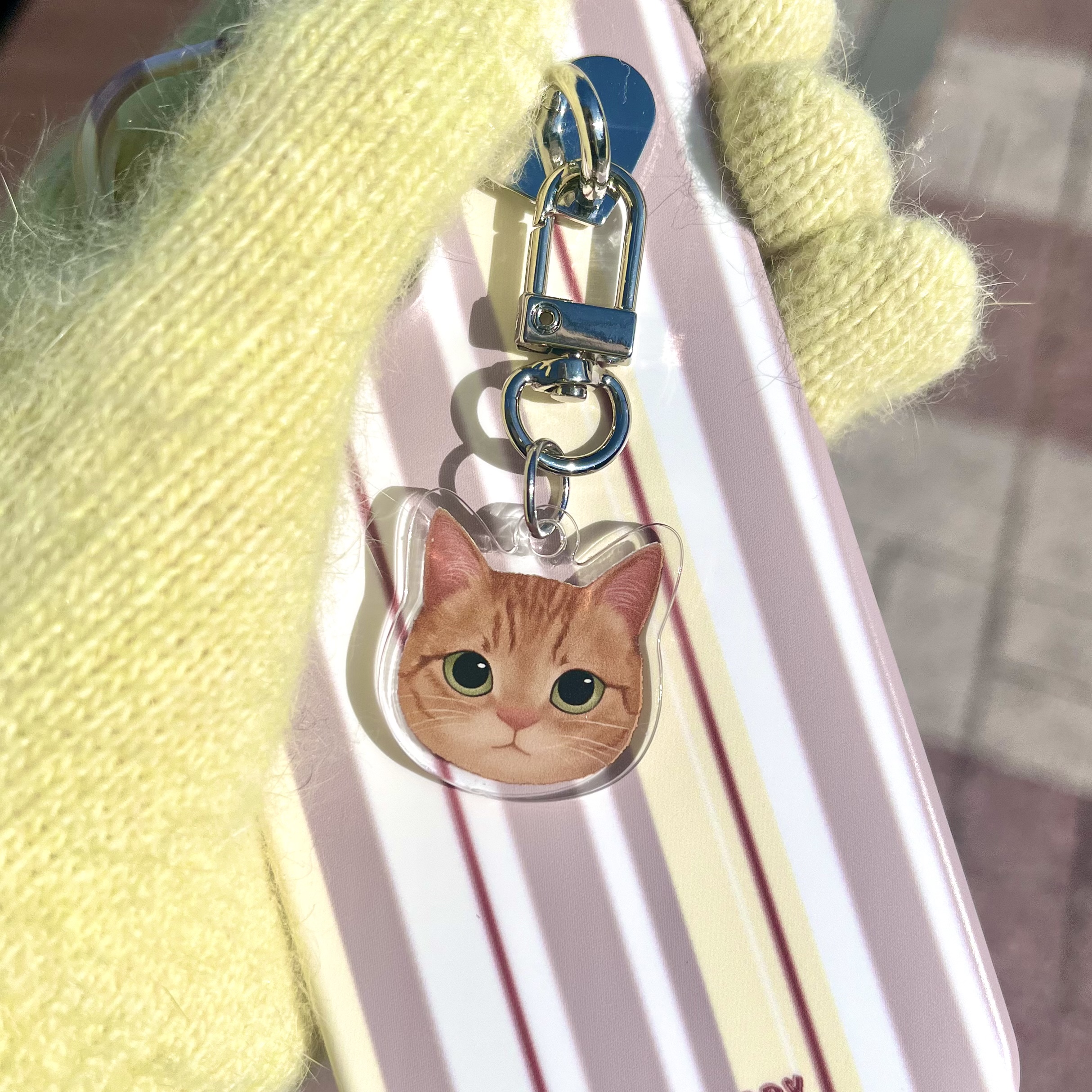 고양이캐릭터 귀여운 코숏 치즈태비 치즈냥이 고양이 키링 키홀더 - 상세 이미지 4