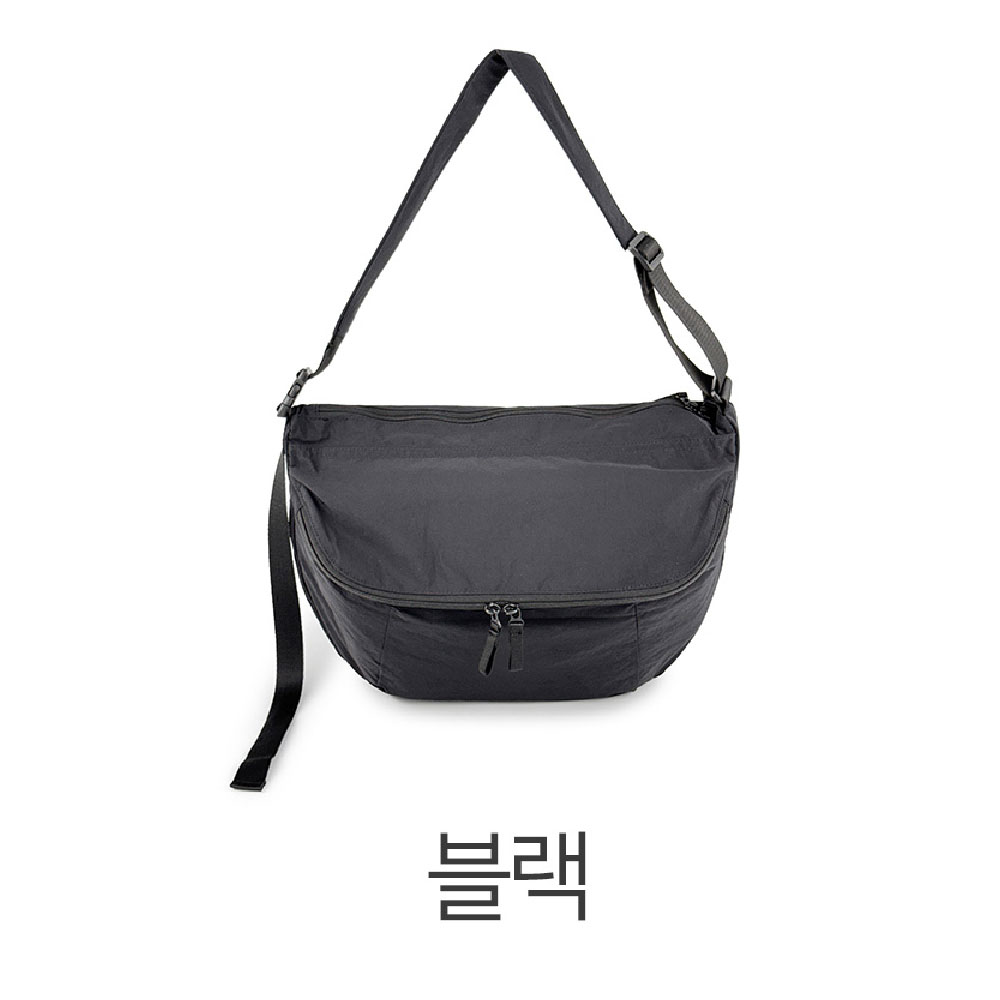 가벼운 빅사이즈 포켓 숄더 크로스백 무지 캐주얼 경량 천 라운드 크로스가방 - 상세 이미지 2