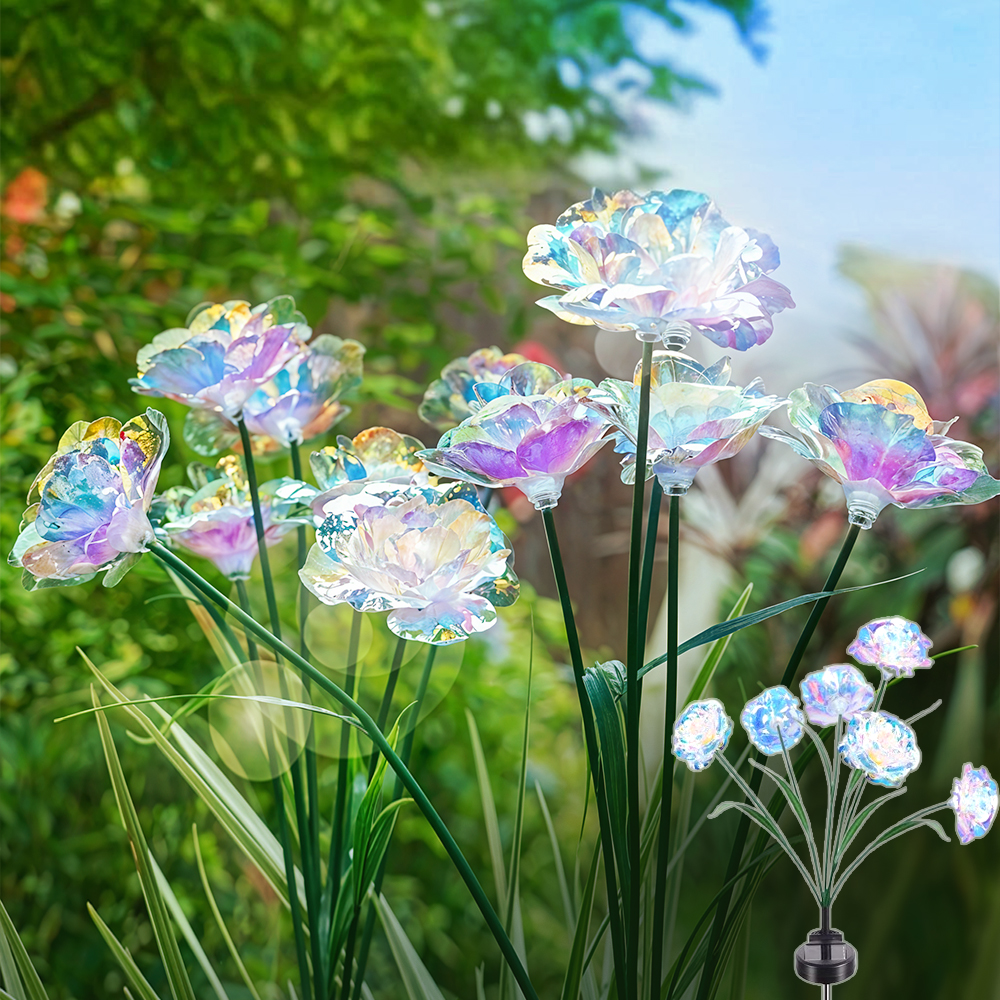 태양광 정원등 태양열 경관조명 장미 조화 잔디 가로등 실외등 전구 문주등 얼음꽃 - 상품 이미지