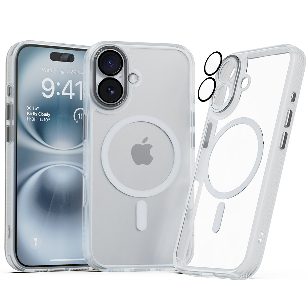 미아크 렌즈보호 풀커버 맥세이프 케이스 반투명, 아이폰16